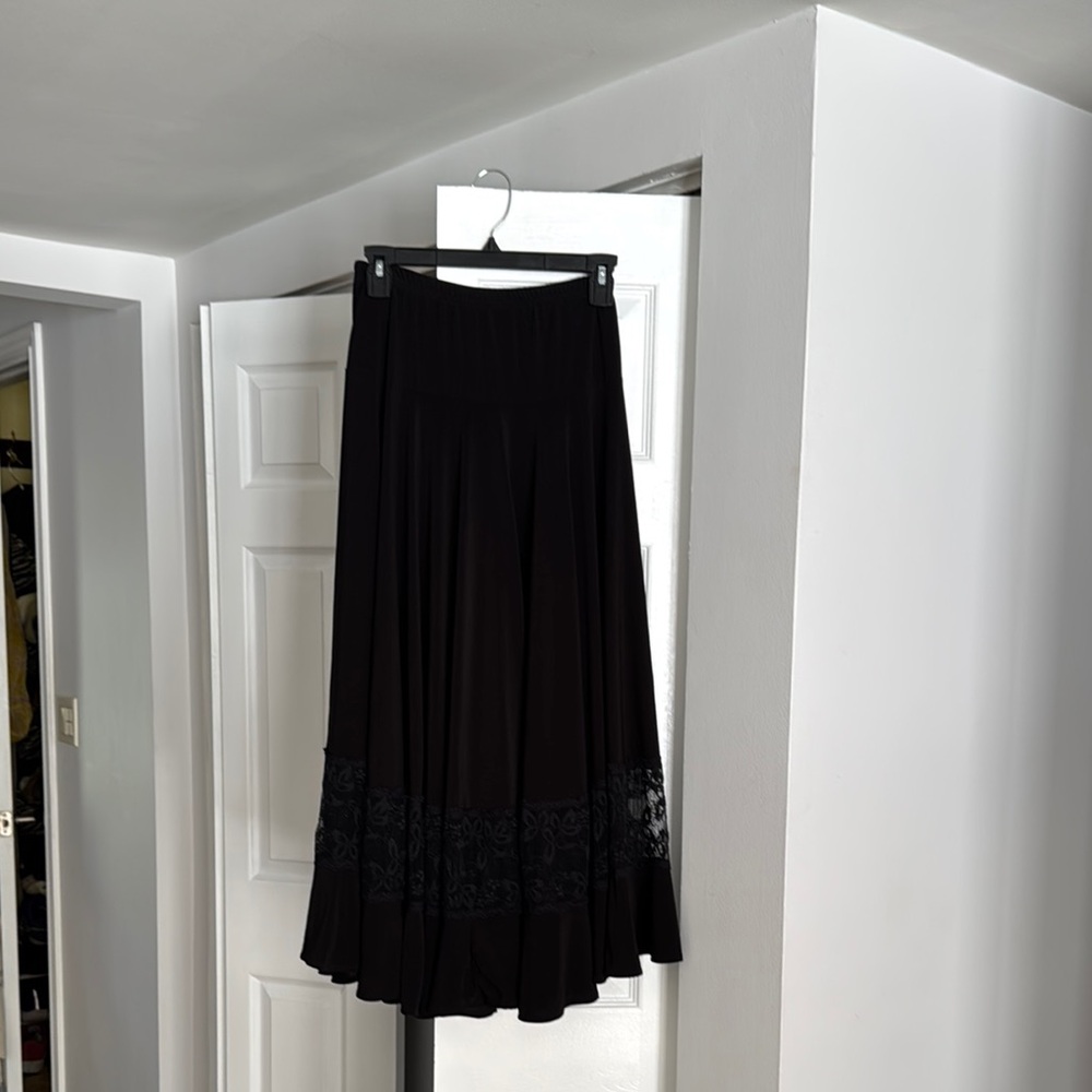 Elegant Black Lace Trim  ballroom dance  Skirt hall swam size m